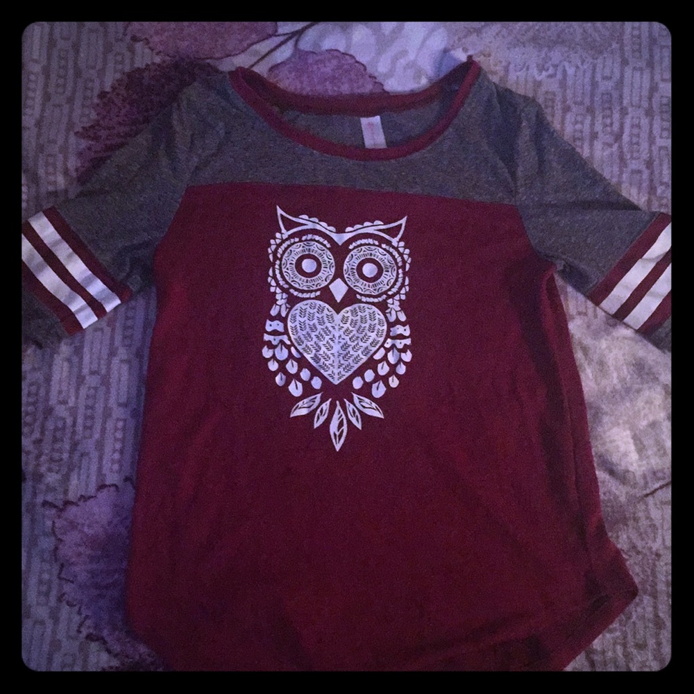 Burgundy Owl ShortSleeve Shirt